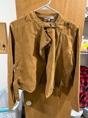 BE COOL Camel/Tan Suede-Style Moto Jacket